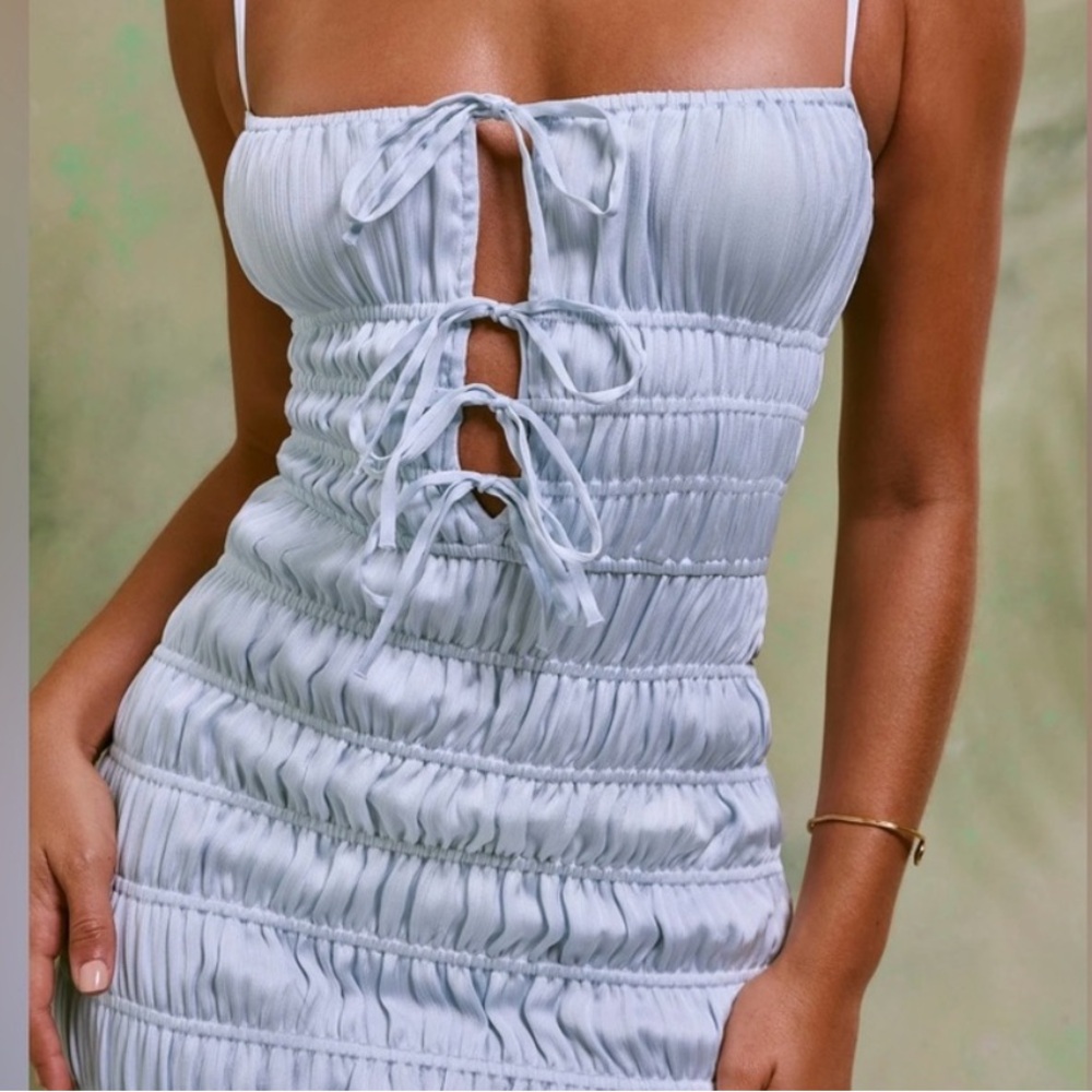 Oh Polly Light Blue Ruched Dress